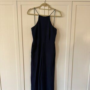 WAYF Navy Wide Leg Jumpsuit Minimal Strappy Back